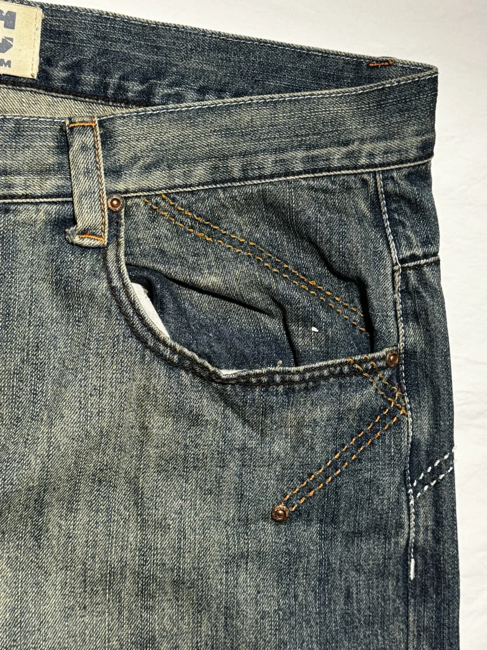 VINTAGE Y2K 212 NYC Brand Denim Embroidered Baggy Blue Men's Jeans Size 44x33